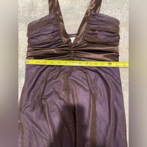 VTG Y2K City Triangles High Low V Neck Sparkle Dress Sz Medium Evening Cocktail - Picture 9 of 9